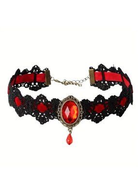 Necklace Lace Choker Sexy Jewel Goth Rave Scene Costume Vamp Trendy Stylish Emo